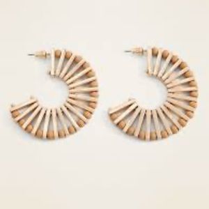 NWT Wooden and Gold Hoop Earrings